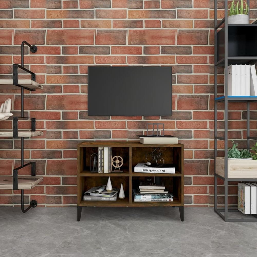 Vidaxl TV stolík s kovovými nohami tmavý dub 69,5x30x50 cm
